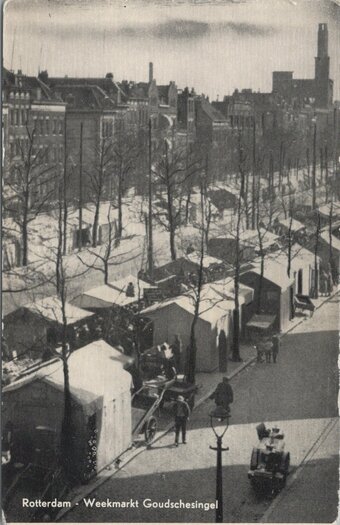 Mooie Oude Ansichtkaart Van Rotterdam Weekmarkt Goudschesingel