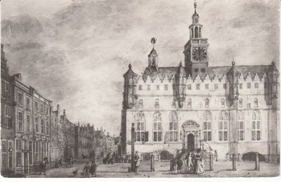 DORDRECHT - Zo was Dordrecht Groenmarkt met Stadhuis omstr. 1770