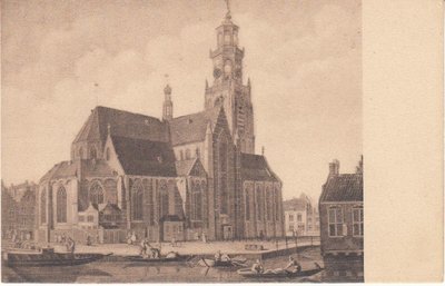 ROTTERDAM - De Groote Kerk met den Toren met Spits (1621-1645)