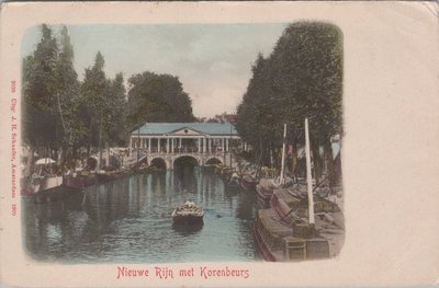 LEIDEN - Nieuwe Rijn met Korenbeurs