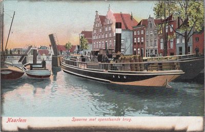 HAARLEM - Spaarne met openstaande brug