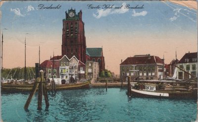 DORDRECHT - Groote Kerk met Bomkade