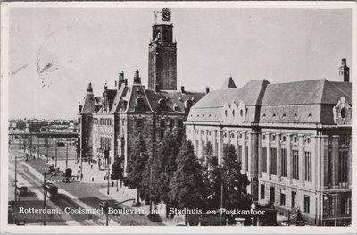 ROTTERDAM - Coolsingel Boulevard met Stadhuis en Postkantoor