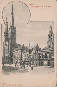 DELFT - Ged. Burgwal met R. K. Kerk