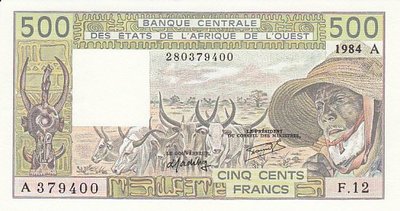 WEST AFRICAN STATES P.106Ah - 500 Francs 1984 AU