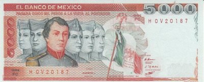 MEXICO P.83c - 5000 Pesos 1983 UNC