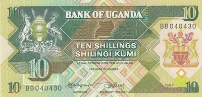 UGANDA P.28 - 10 Shillings 1987 UNC