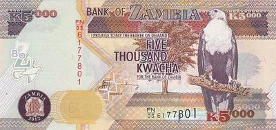 ZAMBIA P.45h - 5000 Kwacha 2012 UNC