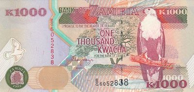 ZAMBIA P.40a - 1000 Kwacha 1992 UNC