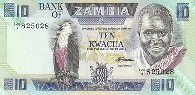 ZAMBIA P.26e - 10 Kwacha ND 1980-88 UNC