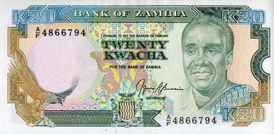 ZAMBIA P.32b - 20 Kwacha ND 1989-91 UNC