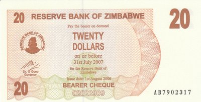 ZIMBABWE P.40 - 20 dollar 2006 UNC