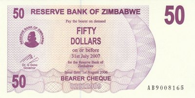 ZIMBABWE P.41 - 50 dollar 2006 UNC