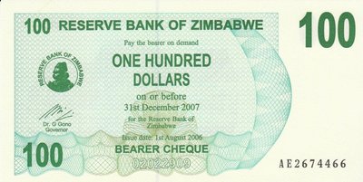 ZIMBABWE P.42 - 100 Dollar 2006 UNC