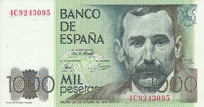 SPAIN P.158 - 1000 Pesetas 1979 UNC