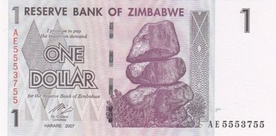 ZIMBABWE P.65 - 1 Dollar 2007 UNC