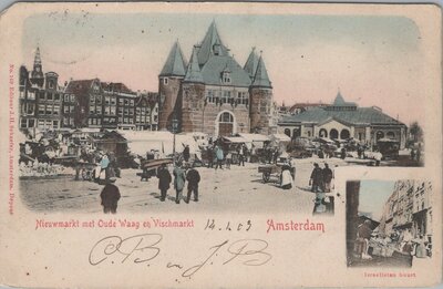 AMSTERDAM - Nieuwmarkt met Oude Waag en Vischmarkt