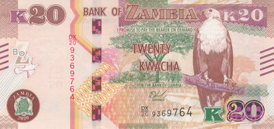 ZAMBIA P.59c - 20 Kwacha 2020 UNC