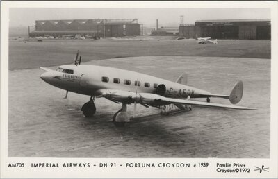 IMPERIAL AIRWAYS - DH 91 - Fortuna Croydon c 1939