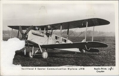 DE HAVILAND 3 Seater Communication Bi-plane c1918