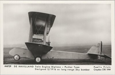 DE HAVILAND Twin Engine Biplane - Pusher Type