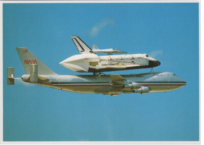 ORBITER COLUMBIA ridding piggyback on NASA 747