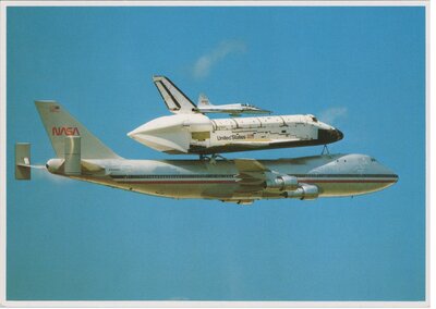 ORBITER COLUMBIA ridding piggyback on NASA 747