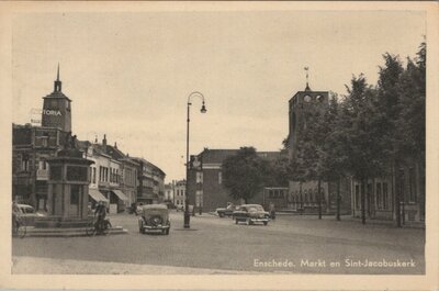 ENSCHEDE - Markt en Sint-Jacobuskerk