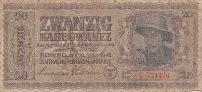 UKRAINE P.53 - 20 Karbowanez 1942 Fine