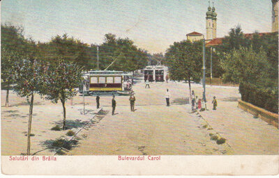 ROMANIA Braila - Bulevardul Carol, mailed 1910 Vintage Postcard