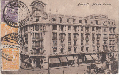 ROMANIA Bucharest - Athenee Palace, mailed 1925 Vintage Postcard