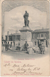 ROMANIA Constanta - Statuia Ovidiu, mailed 1902 Vintage Postcard