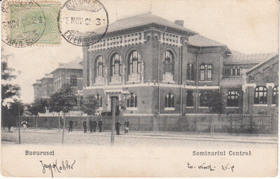 ROMANIA Bucharest - Seminariul Central, mailed 1905 Vintage Postcard