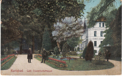 CZECH REPUBLIC Karlsbad - Cafe Freundschaftssaal, mailed 1912 Vintage Postcard