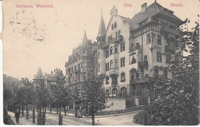 CZECH REPUBLIC Karlsbad Westend - Villa Strunz, mailed 1913 Vintage Postcard