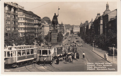 CZECHOSLOVAKIA Praha - Vaclavske namesti, mailed 1937 Vintage Postcard