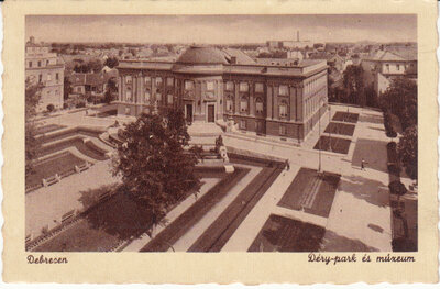 HUNGARY Debrecen - Dery-park es muzeum, mailed 1945 Vintage Postcard