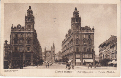 HUNGARY Budapest - Klotild-palotak, mailed 1927 Vintage Postcard