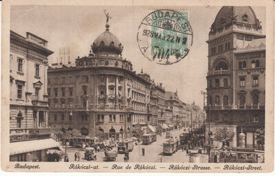 HUNGARY Budapest - Rakoczi ut, mailed 1928 Vintage Postcard