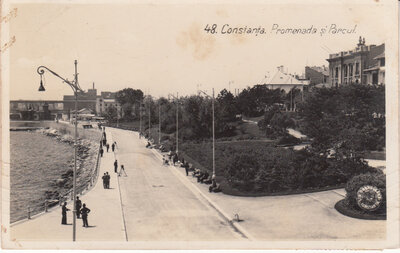 ROMANIA Constanta - Promenada si Parcul, mailed 1936 Vintage Postcard