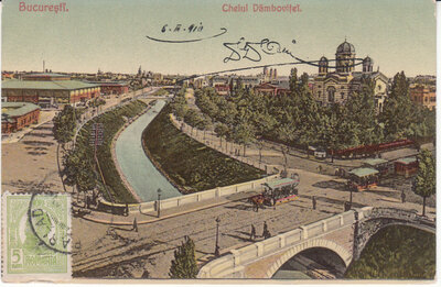 ROMANIA Bucuresti - Cheiul Dambovitei, mailed 1910 Vintage Postcard