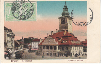 ROMANIA Brasov - Sfatul, mailed 1927 Vintage Postcard