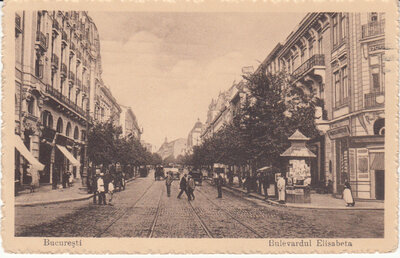 ROMANIA Bucuresti - Bulevardul Elisabeta, mailed 1914 Vintage Postcard