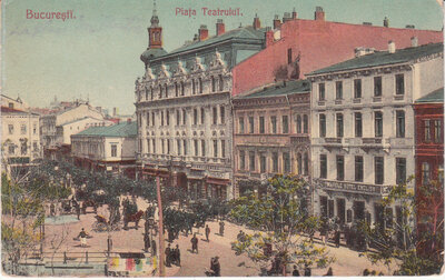 ROMANIA Bucuresti - Piata Teatrului, mailed 1908 Vintage Postcard