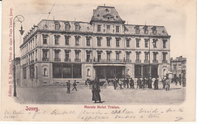 ROMANIA Jassy - Marele Hotel Traian, mailed 1905 Vintage Postcard