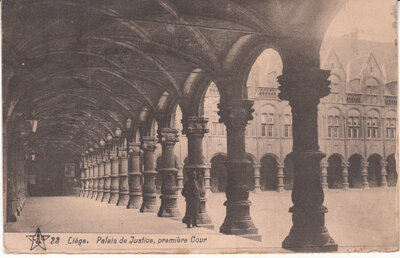 BELGIUM Liege - Palais de Justice, Premiere Cour, mailed 1925 Vintage Postcard