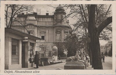 YUGOSLAVIA Osijek - Alexandrova ulica, mailed 1934 Vintage Postcard