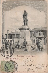 ROMANIA Constanta - Statuia Ovidiu, mailed 1905 Vintage Postcard