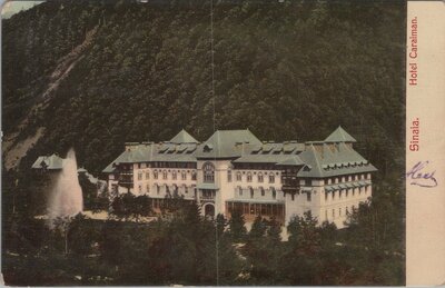 ROMANIA Sinaia - Hotel Caramain, mailed 1907 Vintage Postcard