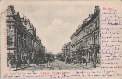 ROMANIA Bucuresti - Bulevardul Elisabeta Doamna, mailed 1904 Vintage Postcard